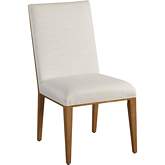 Mosaic Dining Chair in Nutmeg Brown Finish & Linen White Fabric