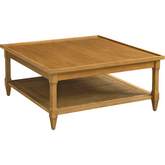 Temple Sq Cocktail Coffee Table in Nutmeg Brown Finish & Cane