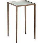 Wyland Accent Side Table in Etched Mirrored Glass & Textured Brass