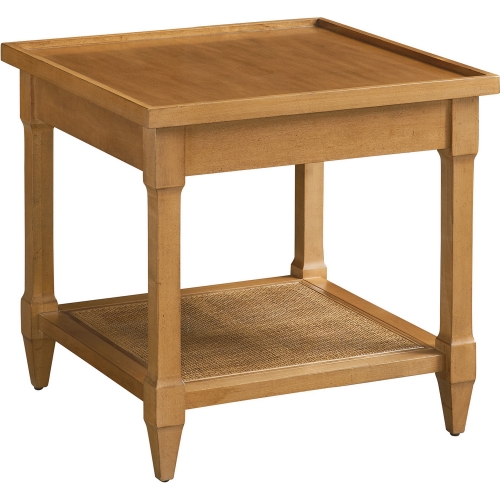 Temple End Side Table in Nutmeg Brown Finish & Cane