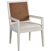 Smithcliff Dining Arm Chair in Linen White, Cane & Linen White Fabric