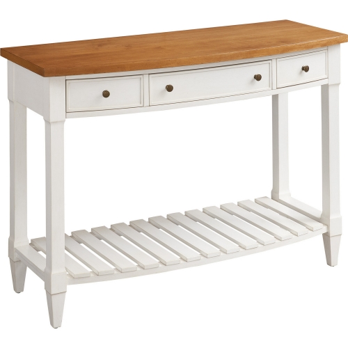 Temple Bowfront Console Table in Nutmeg Brown & Linen White Finish