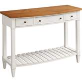 Temple Bowfront Console Table in Nutmeg Brown & Linen White Finish