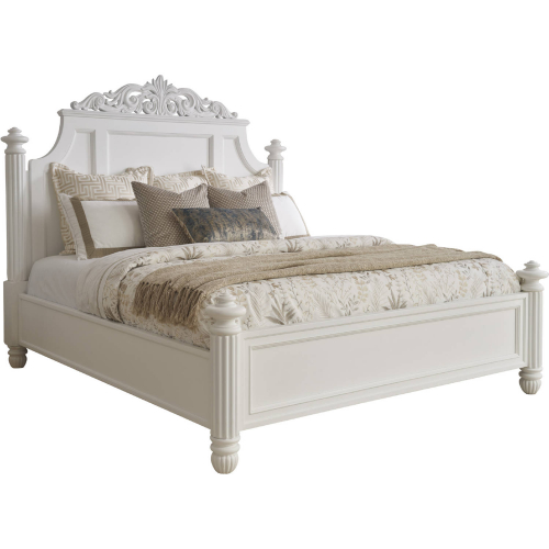 Santorini CA King Panel Bed in Polo Mallet White Finish Wood
