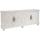 Catalonia 87" TV Stand Media Console in Polo Mallet White Finish Wood
