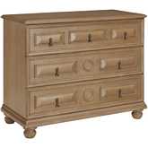 Cannes 3 Drawer Single Dresser in Distressed Chestnut Finish Wood