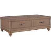 Lisbon Trunk Cocktail Coffee Table in Chestnut Leatherette & Wood