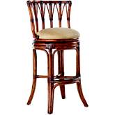 South Beach Swivel Bar Stool in Bent Rattan & Gold Sand Fabric