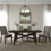 Double Bridge 5 Piece Trestle Dining Set in Chestnut Brown