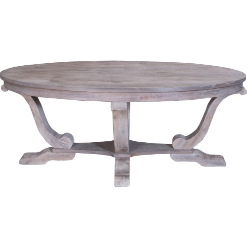 Greystone Mill Oval Cocktail Table in Brushed Stone White