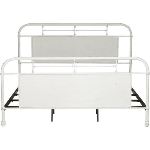 Vintage Series Queen Metal Bed in Distressed Antique White