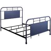 Vintage Series Queen Metal Bed in Distressed Navy Blue Metal