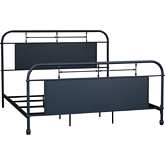 Vintage Series King Bed in Distressed Navy Blue Metal