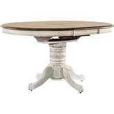 Carolina Crossing Round to Oval Dining Table in Antique Honey & White