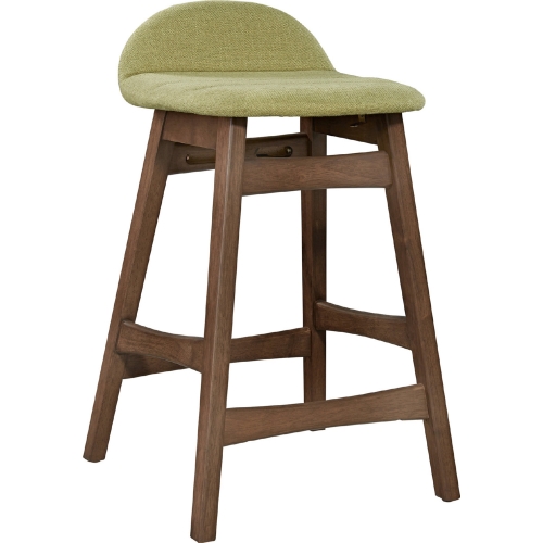 24" Counter Chair in Walnut & Green Fabric (Set of 2)