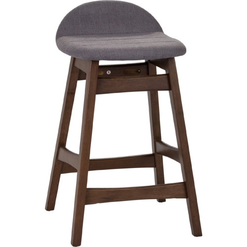 24" Counter Chair in Walnut & Grey Fabric (Set of 2)