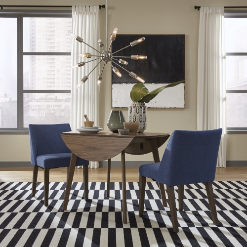 Space Savers 3 Piece Drop Leaf Dining Set in Walnut & Blue