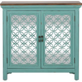 Kensington 2 Door Accent Cabinet in Turquoise & Worn Wood