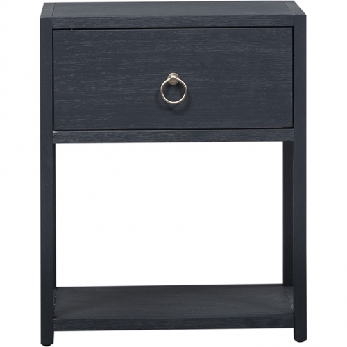 Midnight 1 Shelf Accent Table in Wire Brushed Denim Blue Wood