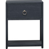 Midnight 1 Shelf Accent Table in Wire Brushed Denim Blue Wood