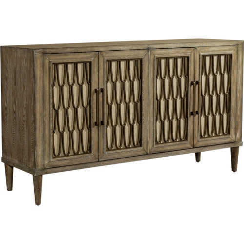Devonshire 4 Door Accent Cabinet in Driftwood Finish & Linen