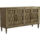 Devonshire 4 Door Accent Cabinet in Driftwood Finish & Linen