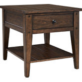 Lake House End Table in Rustic Brown Oak