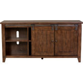 Lake House 60" TV Stand Console in Rustic Brown Oak