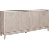 Kinsley 4 Door Cabinet in Washed Taupe & Silver Champagne Finish
