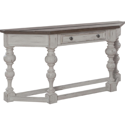River Place Accent Console Table in Distressed White & Tobacco Brown Finish