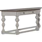 River Place Accent Console Table in Distressed White & Tobacco Brown Finish