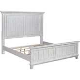 River Place Queen Panel Bed in Distressed Riverstone White & Tobacco Brown Finish