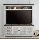 River Place 2 Piece Entertainment Center in Distressed White & Tobacco Brown Finish