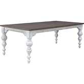River Place 90" Dining Table in Distressed White & Tobacco Brown Finish