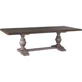 River Place 102" Trestle Dining Table in Distressed Gray & Tobacco Brown Finish