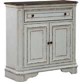 Magnolia Manor Accent Cabinet in Antique White & Weathered Bark Wood