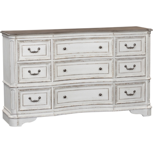Magnolia Manor 9 Drawer Dresser in Antique White