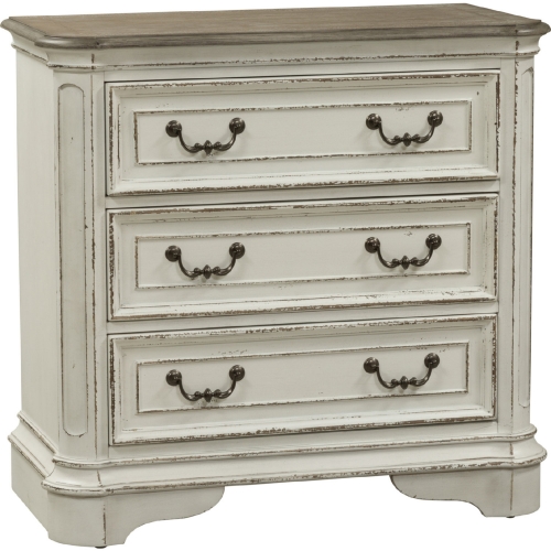 Magnolia Manor Bedside Chest with Charging Station in Antique White