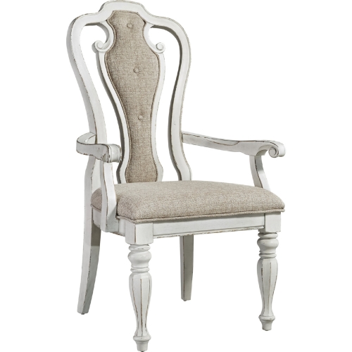Magnolia Manor Splat Back Dining Arm Chair in White (Set of 2)