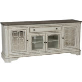 Magnolia Manor 74" TV Stand in Antique White Finish