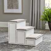 Magnolia Manor Pet Steps in Antique White & Weathered Bark Wood
