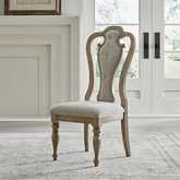 Magnolia Manor Splat Back Dining Chair in Weathered Bisque & Tweed Fabric