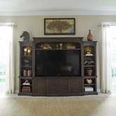 Paradise Valley 6 Piece Entertainment Center with Piers in Saddle Brown Finish