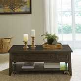 Paradise Valley Coffee Cocktail Table in Brown Wood & Blue Stone