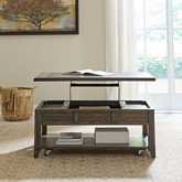 Paradise Valley Lift Top Coffee Cocktail Table in Saddle Brown Finish