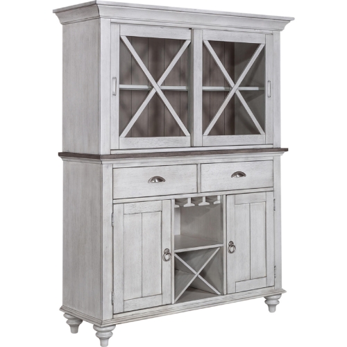 Ocean Isle Hutch & Buffet in Antique White & Weathered Pine
