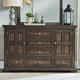 Big Valley 2 Door 6 Drawer Dresser in Distressed Brownstone Finish