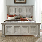 Big Valley King Panel Bed in Distressed Whitestone Finish