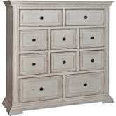 Big Valley 10 Drawer Dresser in Distressed White Finish