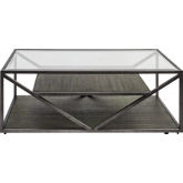 Arista Cocktail Table in Cobblestone Brown & Glass